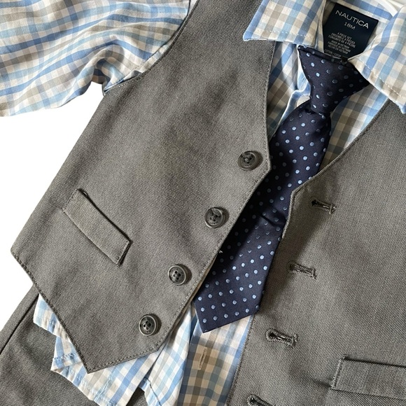 Nautica Baby Boys Sharkskin Suit Vest, Pants, Shirt and Tie, Set Size 18 M - Picture 7 of 15